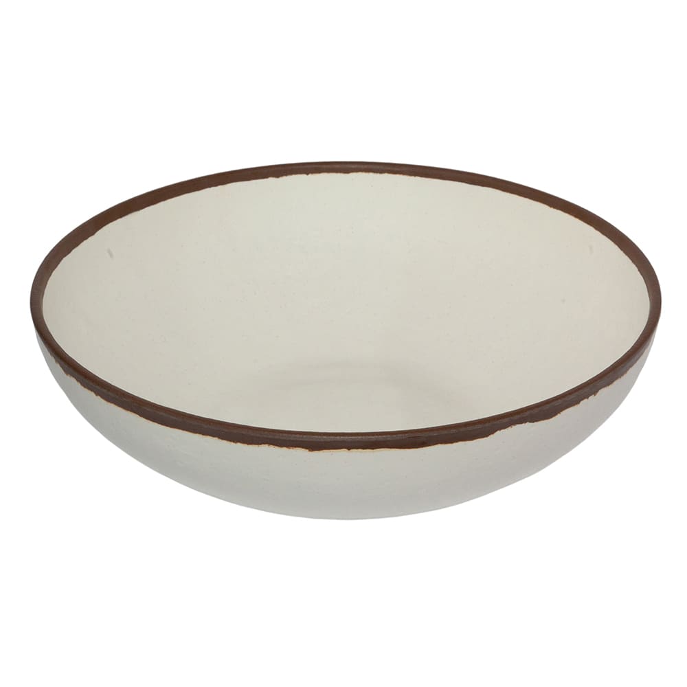 GET 5 1/2 qt Round Melamine Display Bowl, Cream w/ Brown Trim (B-330-CRM)
