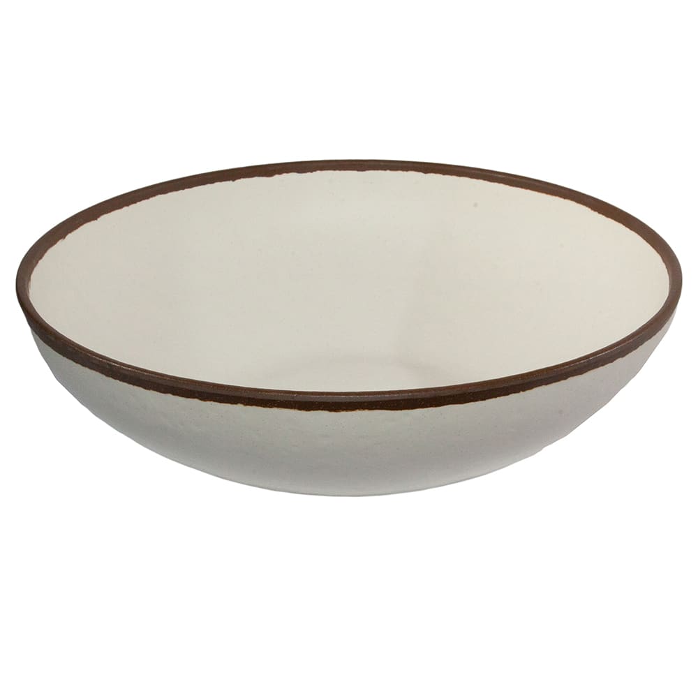 GET 10 qt Round Melamine Display Bowl, Cream w/ Brown Trim (B-350-CRM)
