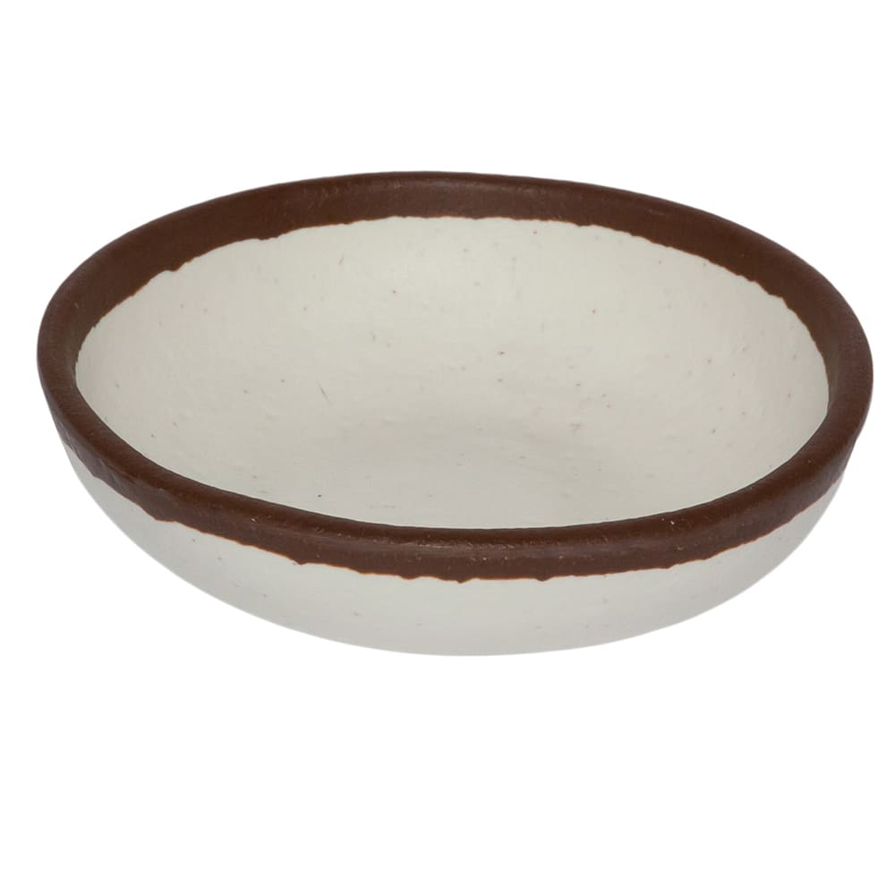 GET 4 1/2 oz Melamine Ramekin/Monkey Dish/Side Bowl, Cream w/ Brown Trim (B-55-CRM)
