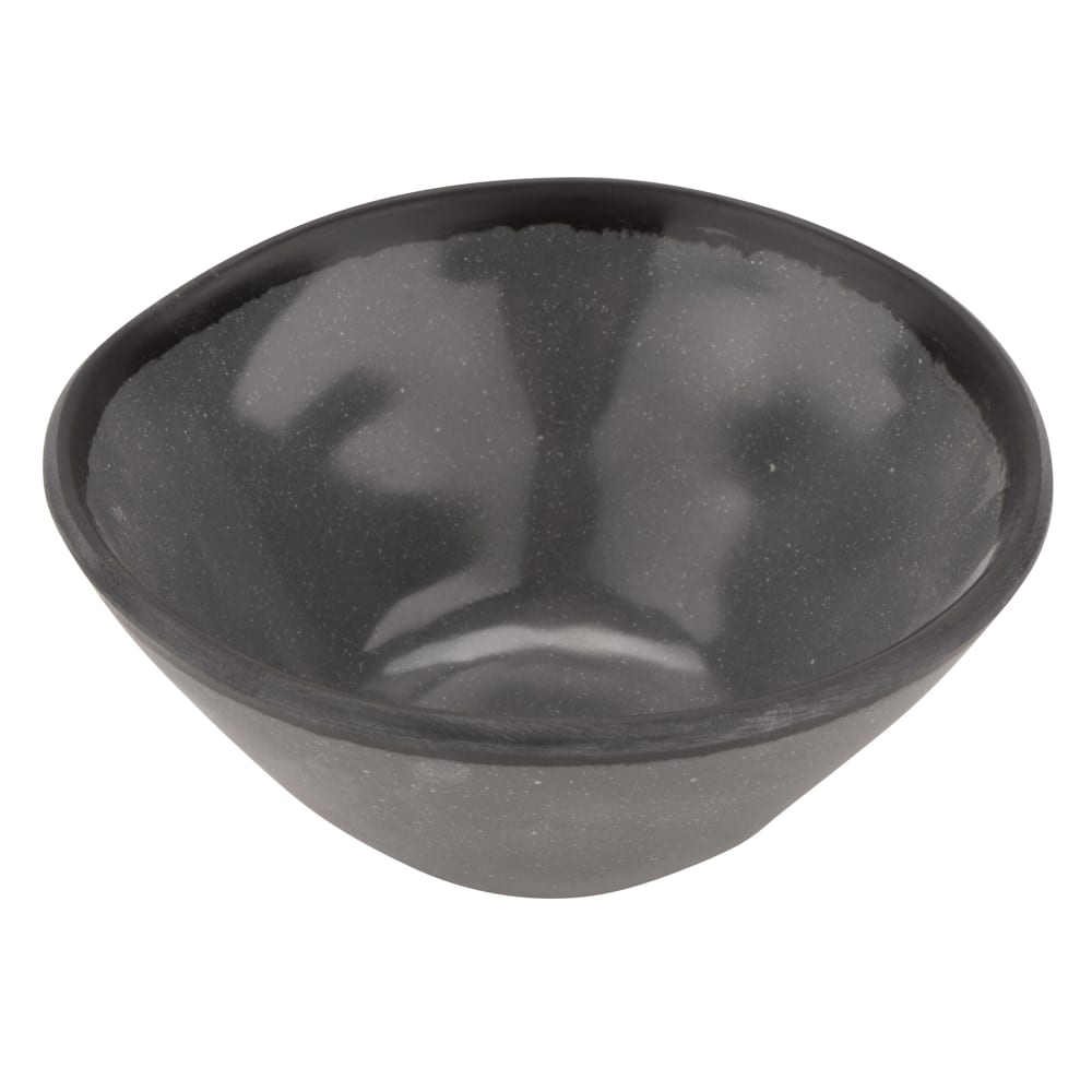 GET 8 oz Round Pottery Market™ Salad/Soup Bowl - Melamine, Speckled Gray w/ Black Trim (B-80-GR)