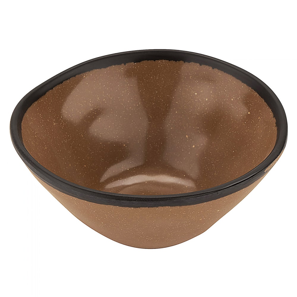 GET 8 oz Round Melamine Salad/Soup Bowl, Speckled Taupe w/ Black Trim (B-80-TP)