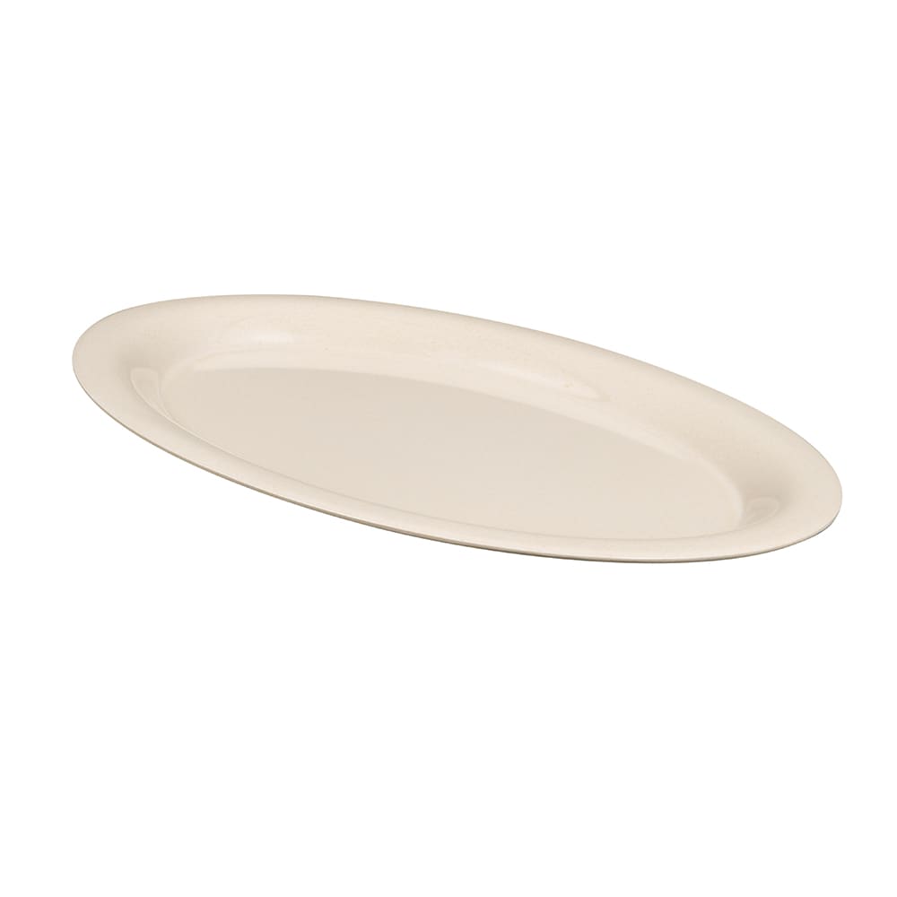 GET 13 1/2" x 10 1/4" Oval BambooMel Platter - Melamine, Beige (BAM-1135)