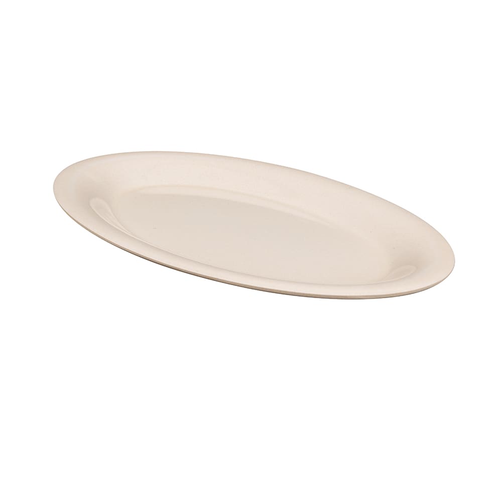 GET 12" x 9" Oval BambooMel Platter - Melamine, Beige (BAM-1201)