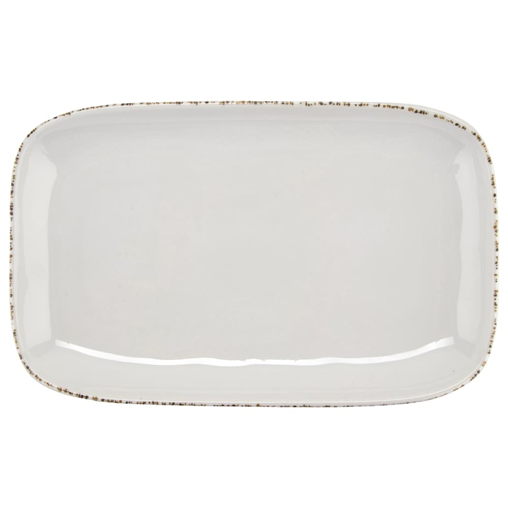 GET 12" x 7 1/2" Rectangular Rustic Mill Platter - Melamine, White (CS-117-RM)