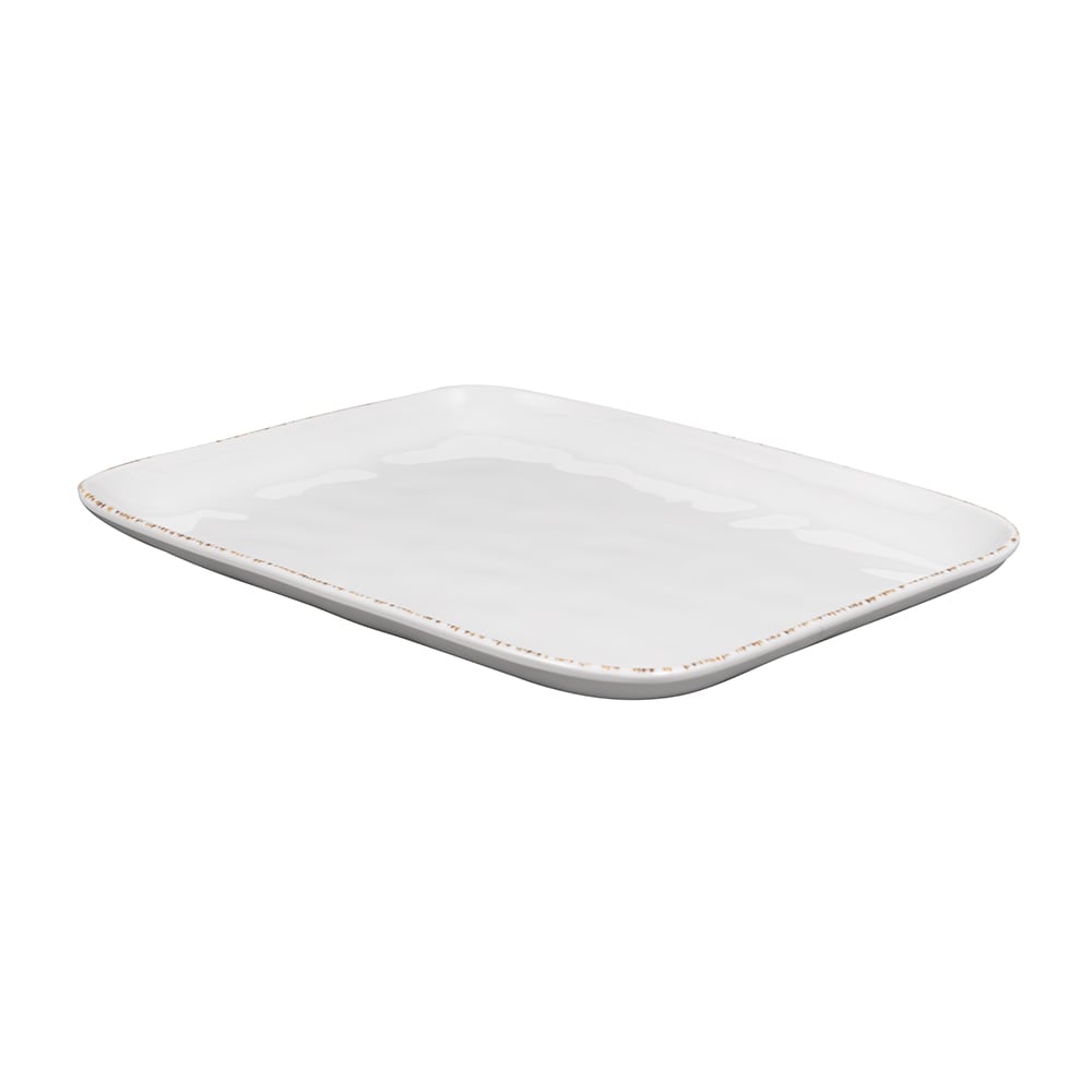 GET 14" x 11 1/2" Rectangular Uber Mill Platter - Melamine, Cream (CS-1412-UM)