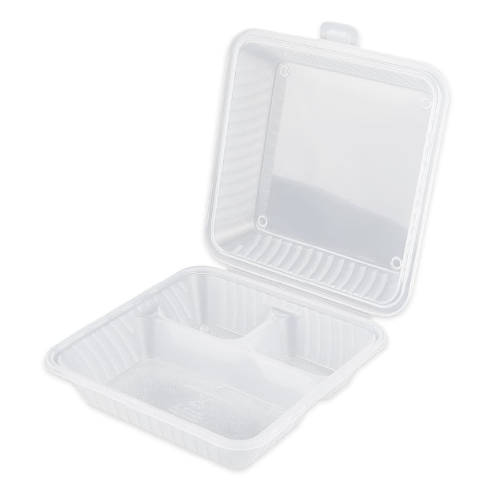 GET 9" Square To Go Food Container, Polypropylene, Clear (EC-09-1-CL)