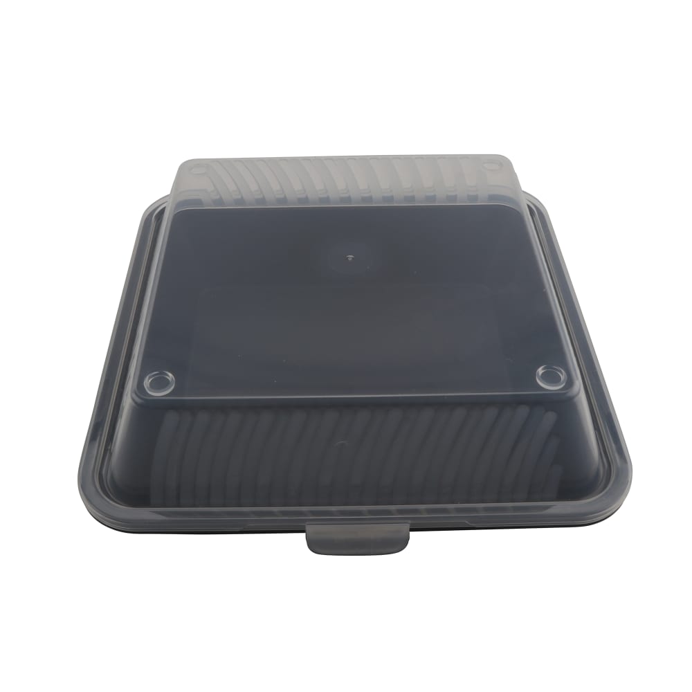 GET 9" Square To Go Food Container, Polypropylene, Black (EC-10-2X-BK/CL)