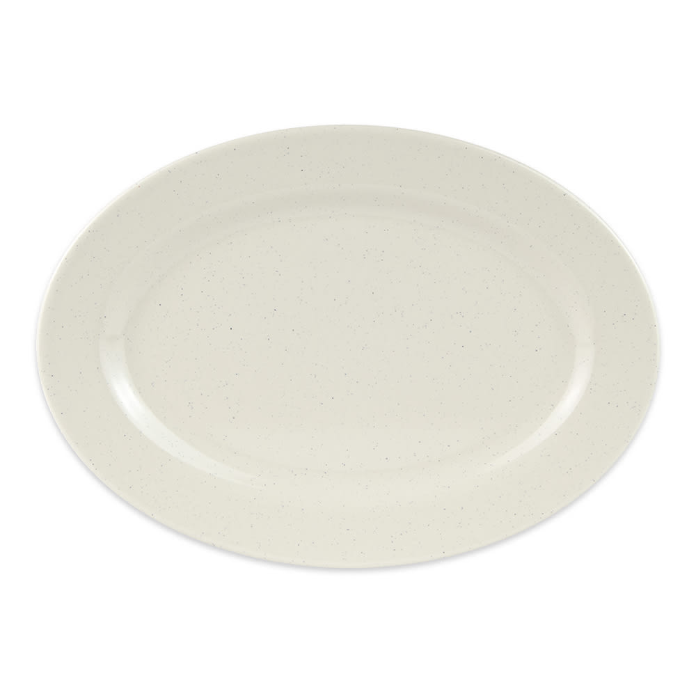 GET 14" x 10" Oval Santa Fe Platter - Melamine, White (M-4020-IR)