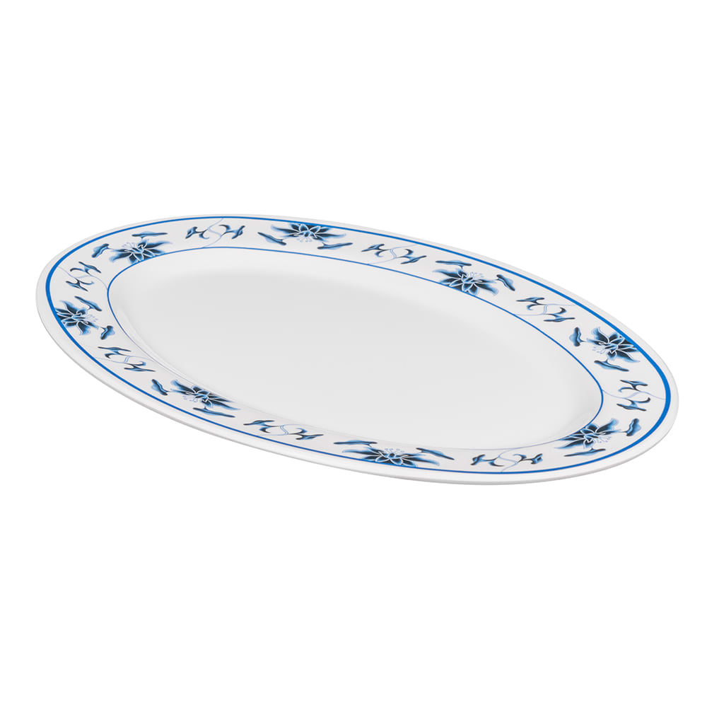 GET 12 1/4" x 8 3/4" Oval Water Lily Platter - Melamine, White (M-4030-B)