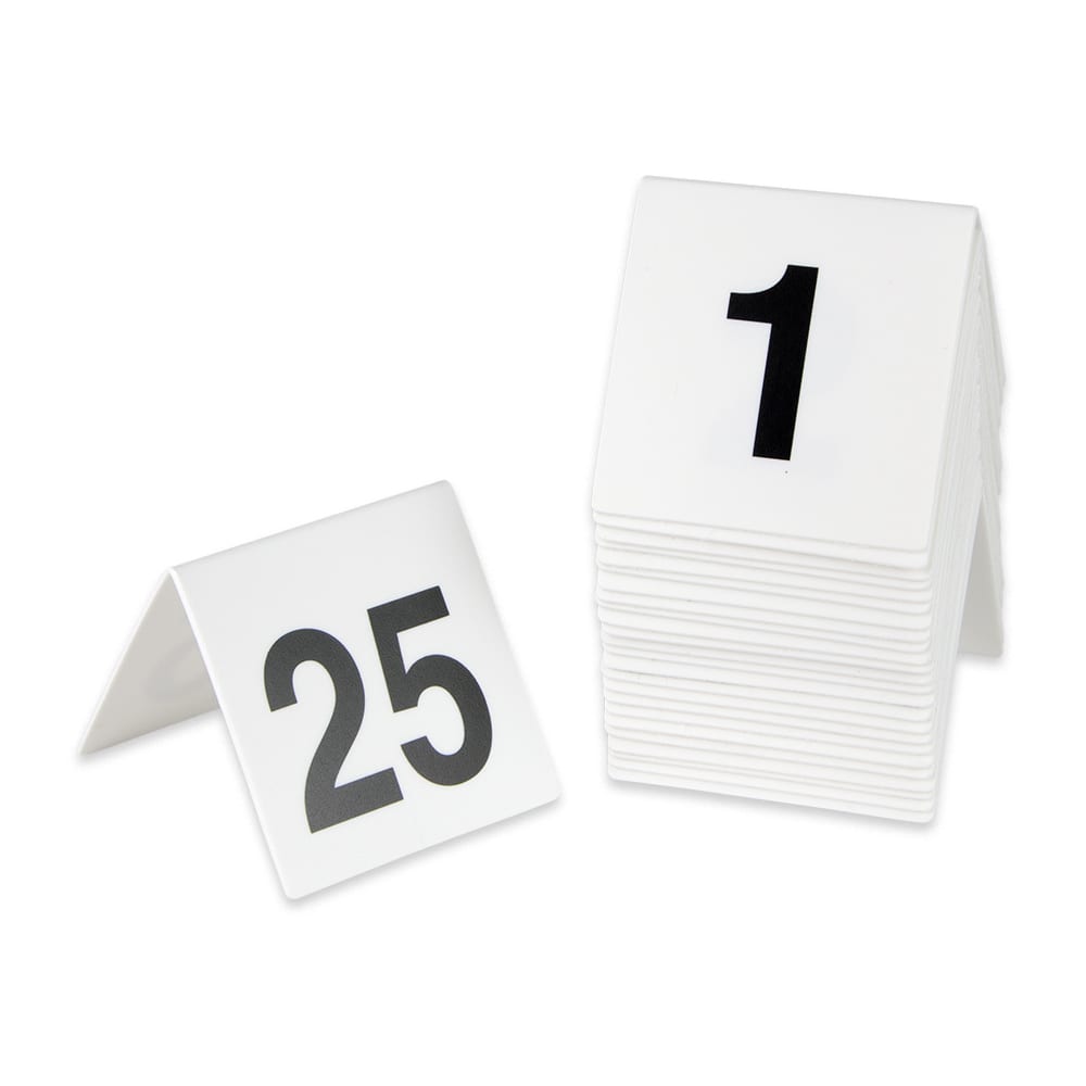 GET Table Tent w/ Numbers 1 25, Polypropylene, White (NUM-1-25)