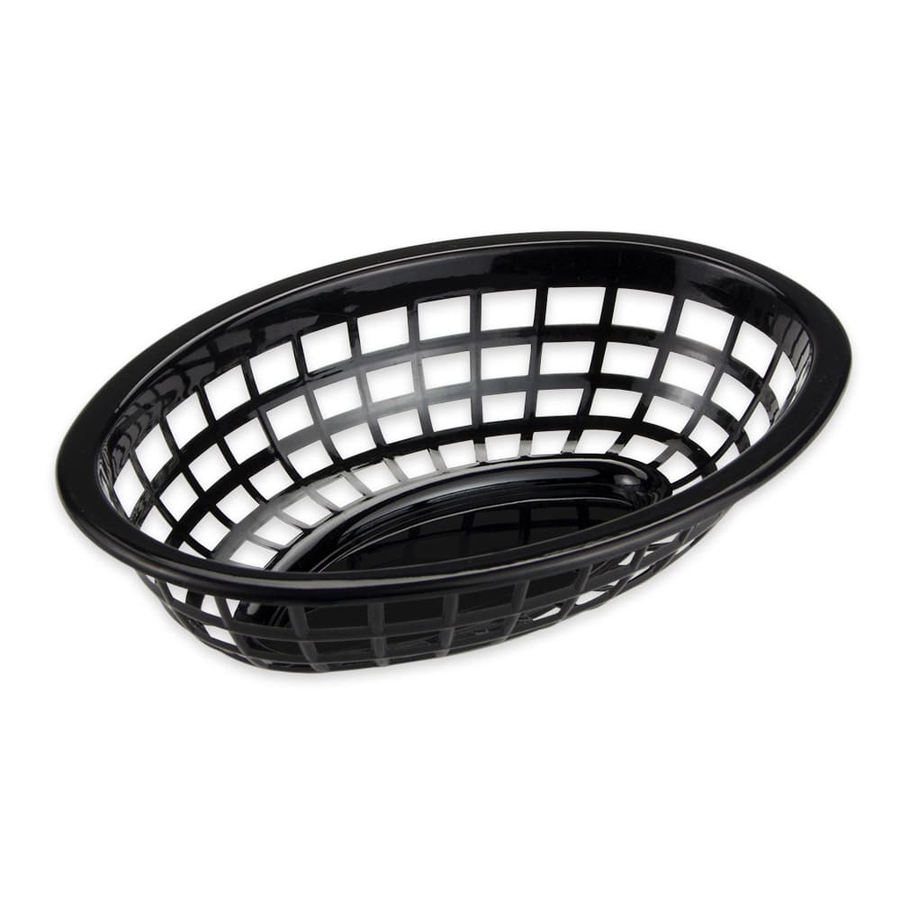 GET Oval Bread & Bun Basket, 8" x 5 1/2", Polypropylene, Black (OB-734-BK)