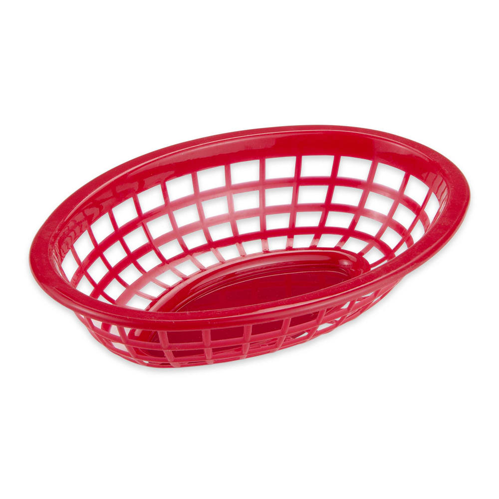 GET Oval Bread & Bun Basket, 8" x 5 1/2", Polypropylene, Red (OB-734-R)
