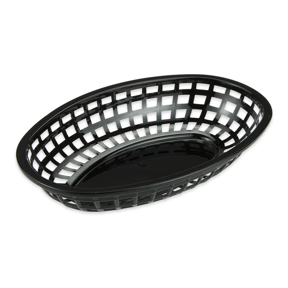 GET Oval Bread & Bun Basket, 9 1/2" x 6", Polypropylene, Black (OB-938-BK)