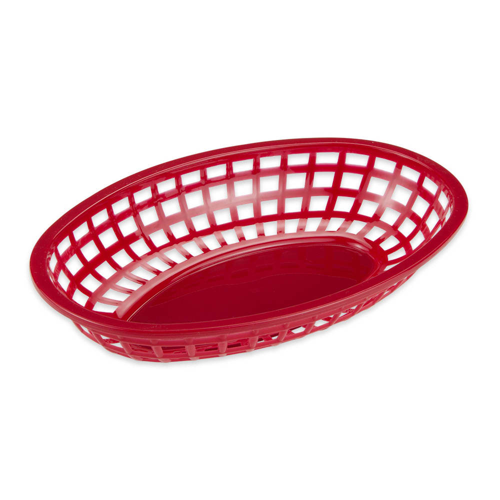 GET Oval Bread & Bun Basket, 9 1/2" x 6", Polypropylene, Red (OB-938-R)