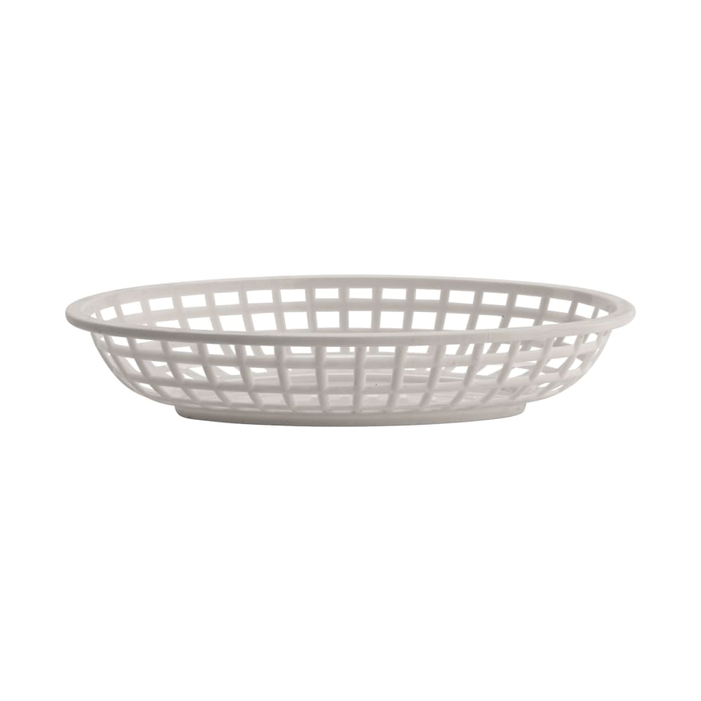 GET 9 3/8"x 6"Oval Bread & Bun Basket, Plastic, White (OB-938-W)