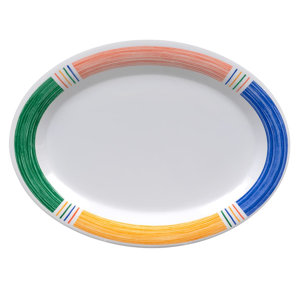 GET 12" x 9" Oval Diamond Barcelona Platter - Melamine, White (OP-120-BA)