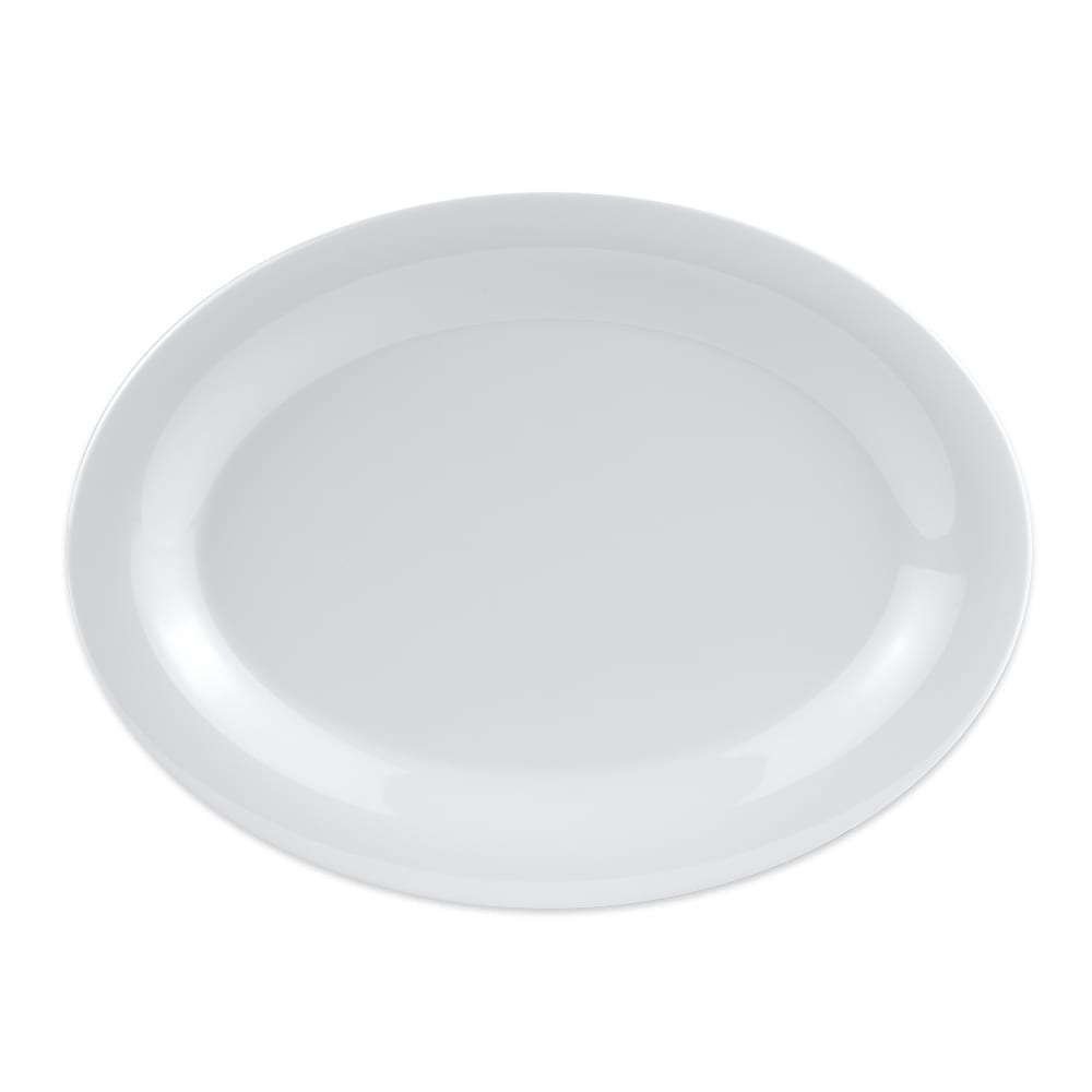 GET 12" x 9" Oval Diamond White Platter - Melamine, White (OP-120-DW)