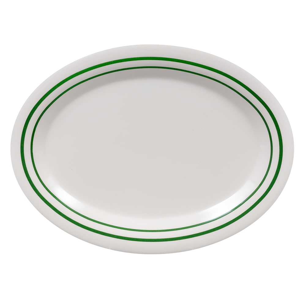GET 12" x 9" Oval Emerald Platter - Melamine, White (OP-120-EM)