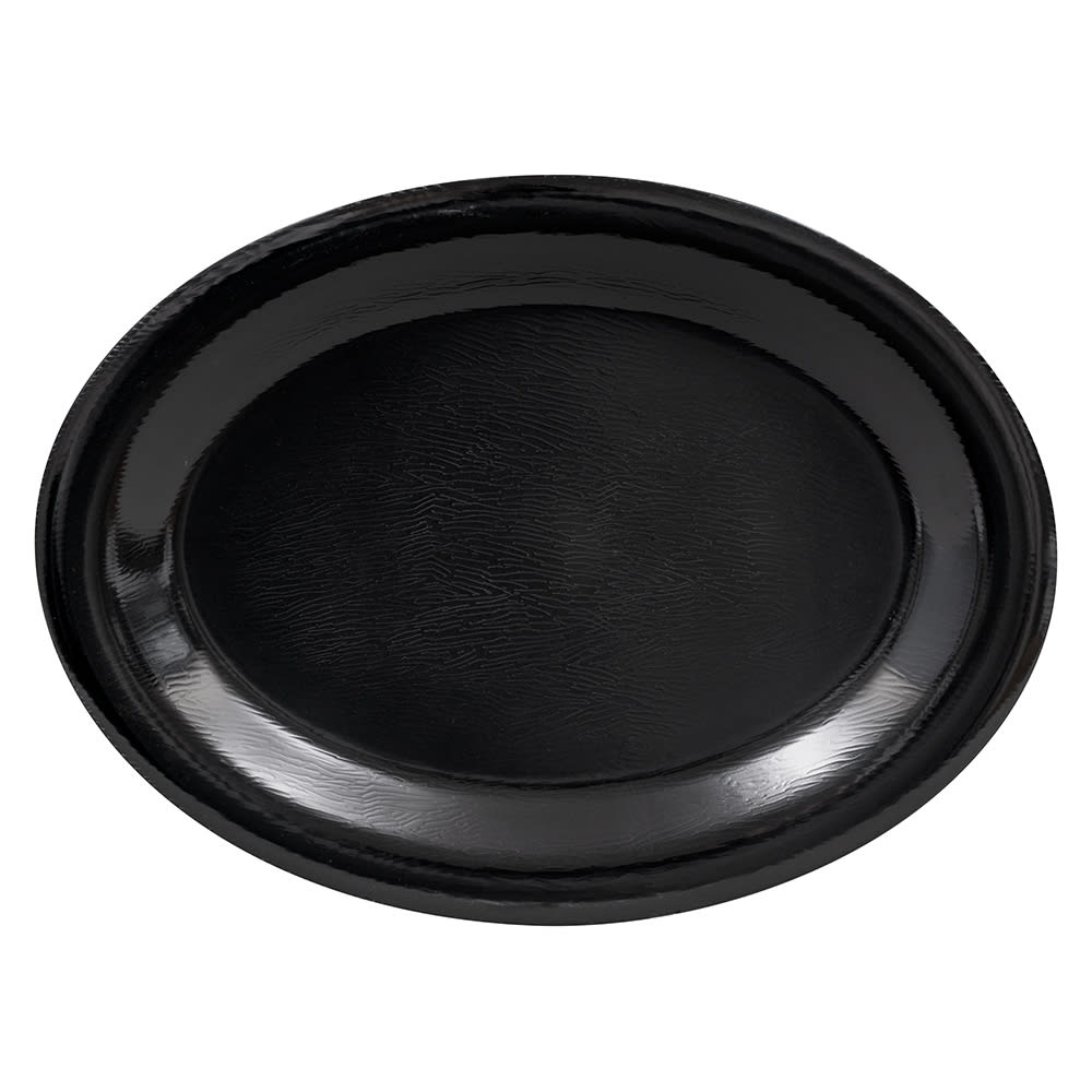 GET 12" x 9" Oval Etchedware Platter - Melamine, Black (OP-120-EW-BK)