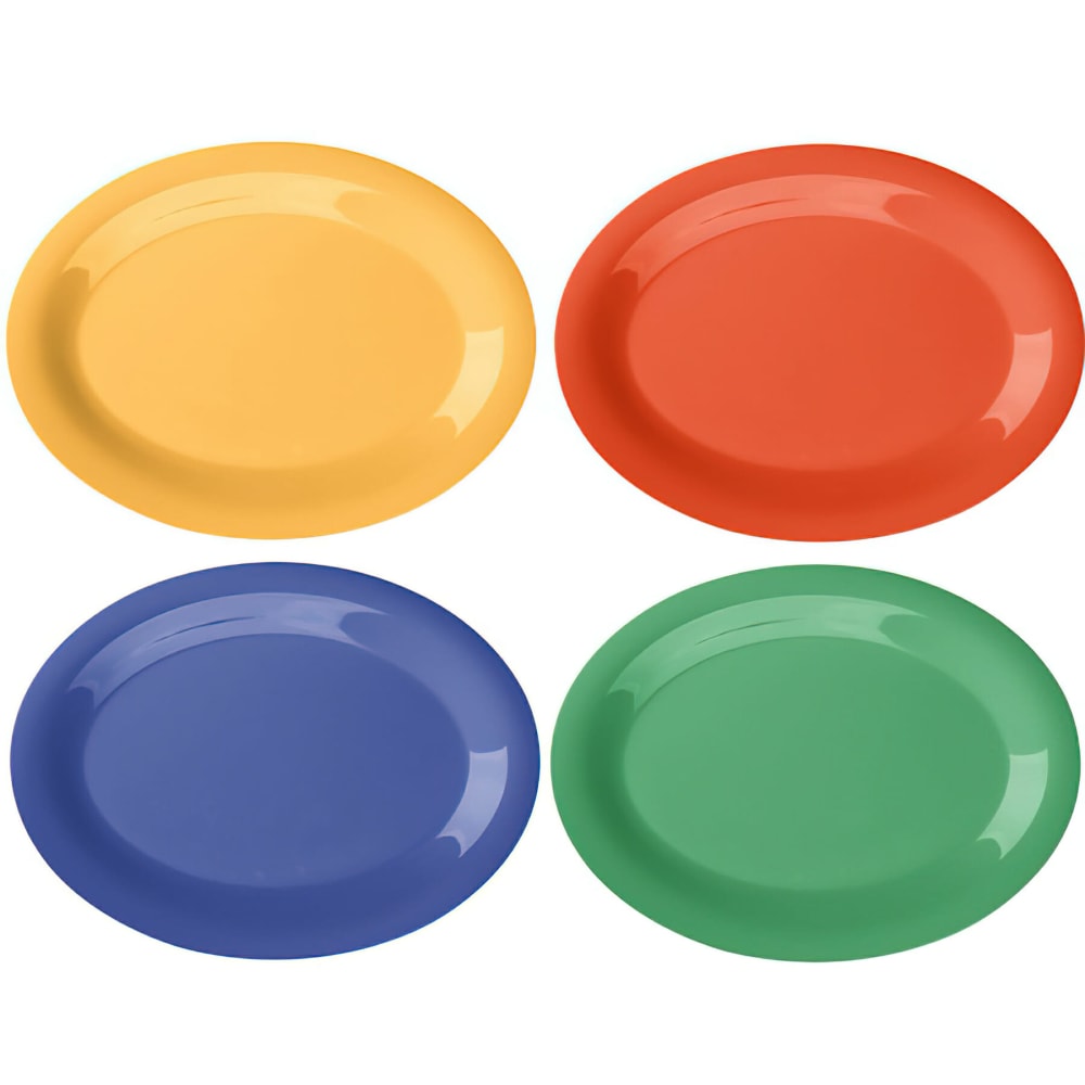GET 12" x 9" Oval Diamond Mardi Gras Platter - Melamine, Assorted Colors (OP-120-MIX)