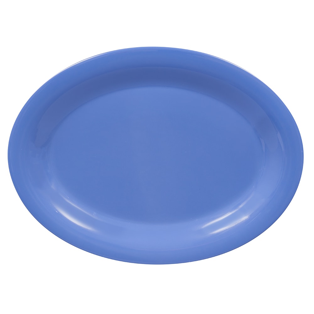 GET 12" x 9" Oval Diamond Mardi Gras Platter - Melamine, Blue (OP-120-PB)
