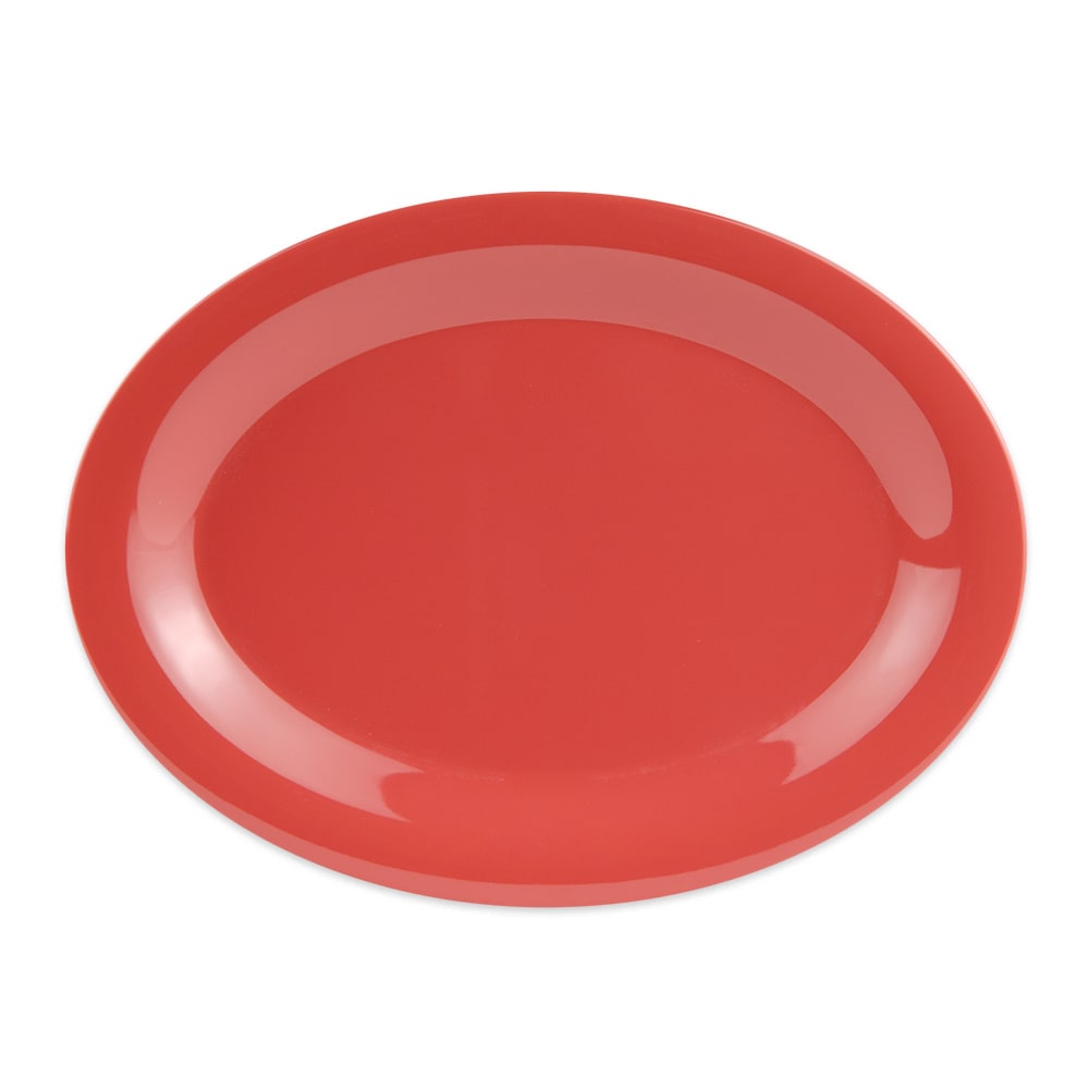 GET 12" x 9" Oval Diamond Mardi Gras Platter - Melamine, Orange (OP-120-RO)