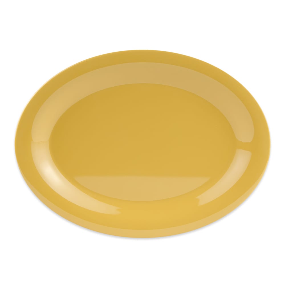 GET 12" x 9" Oval Diamond Mardi Gras Platter - Melamine, Yellow (OP-120-TY)