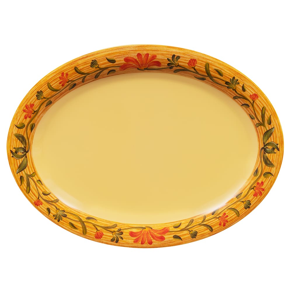 GET 12" x 9" Oval Venetian Platter - Melamine, Yellow (OP-120-VN)
