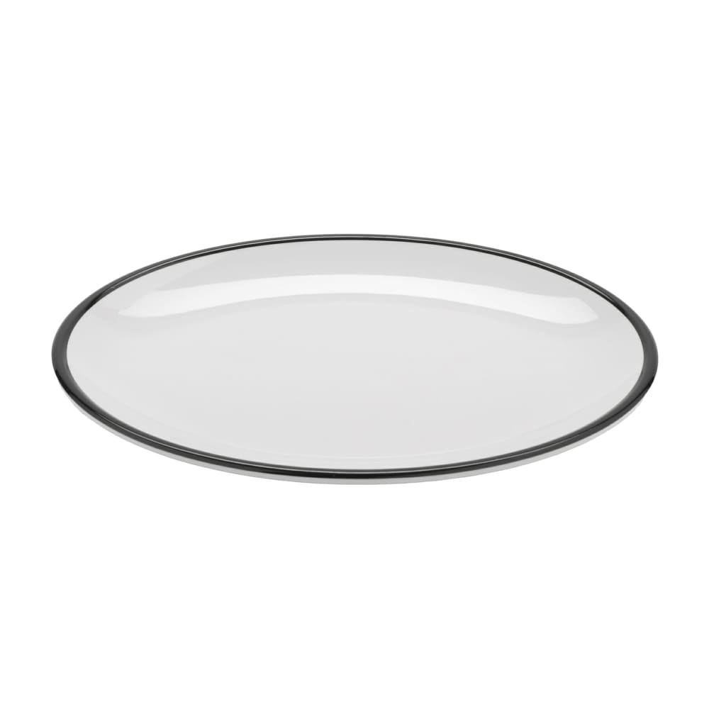 GET 12 1/4" x 9" Oval Bistro™ Dinner Plate - Melamine, White w/ Black Trim (OP-1291-W/BK)