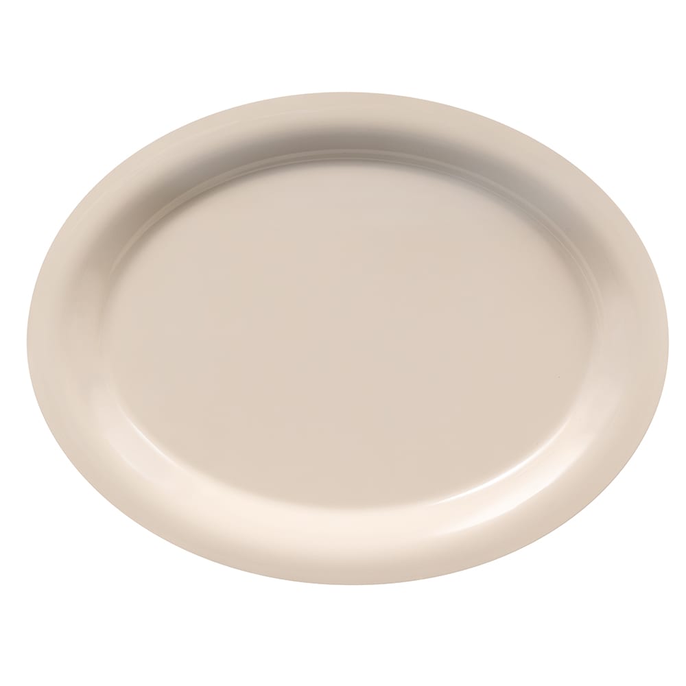 GET 13 1/2" x 10 1/4" Oval Diamond Ivory Platter - Melamine, Ivory (OP-135-DI)