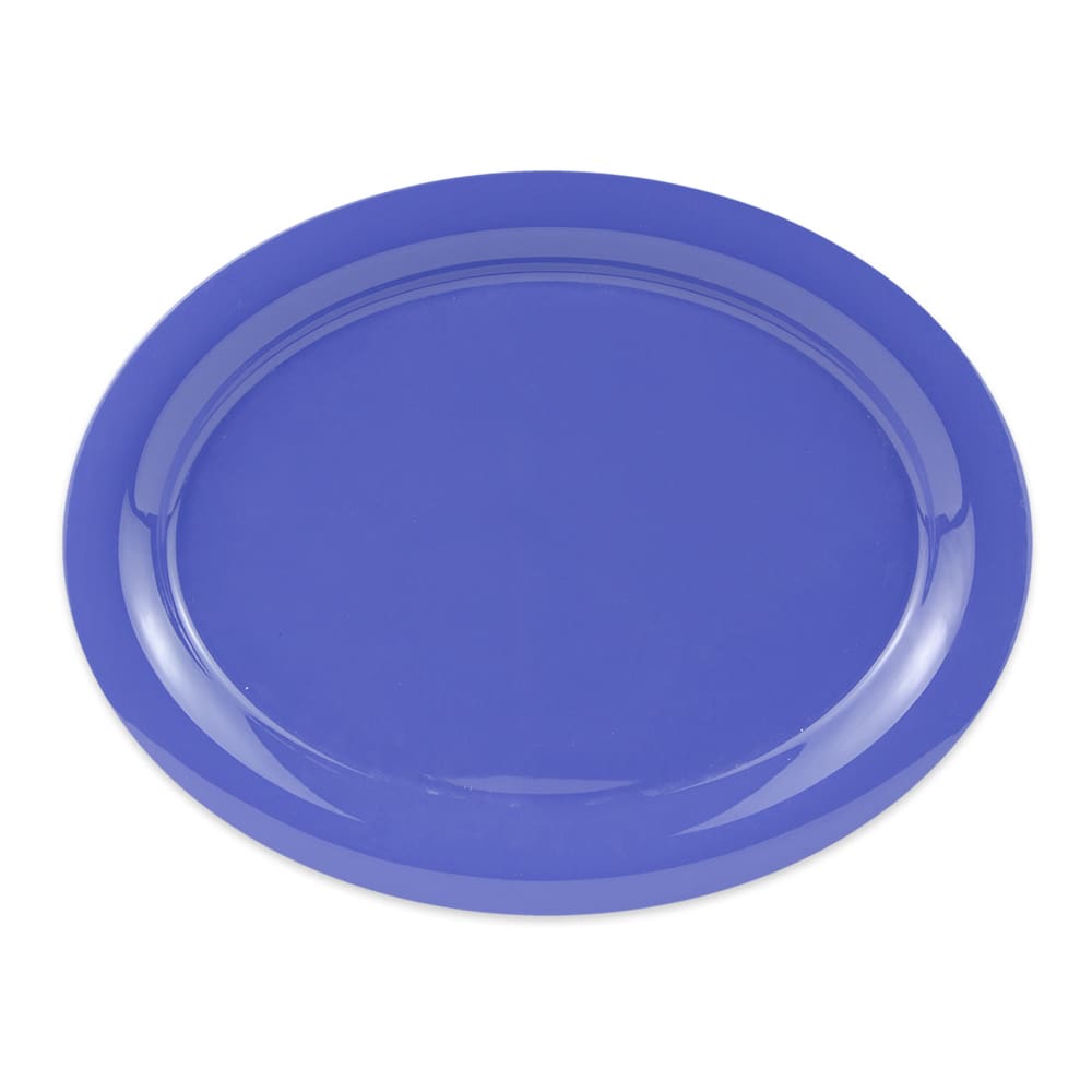 GET 13 1/2" x 10 1/4" Oval Diamond Mardi Gras Platter - Melamine, Blue (OP-135-PB)