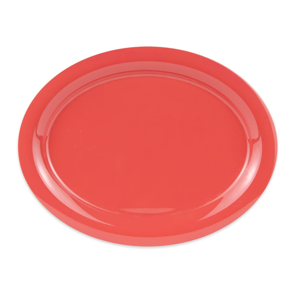 GET 13 1/2" x 10 1/4" Oval Diamond Mardi Gras Platter - Melamine, Orange (OP-135-RO)