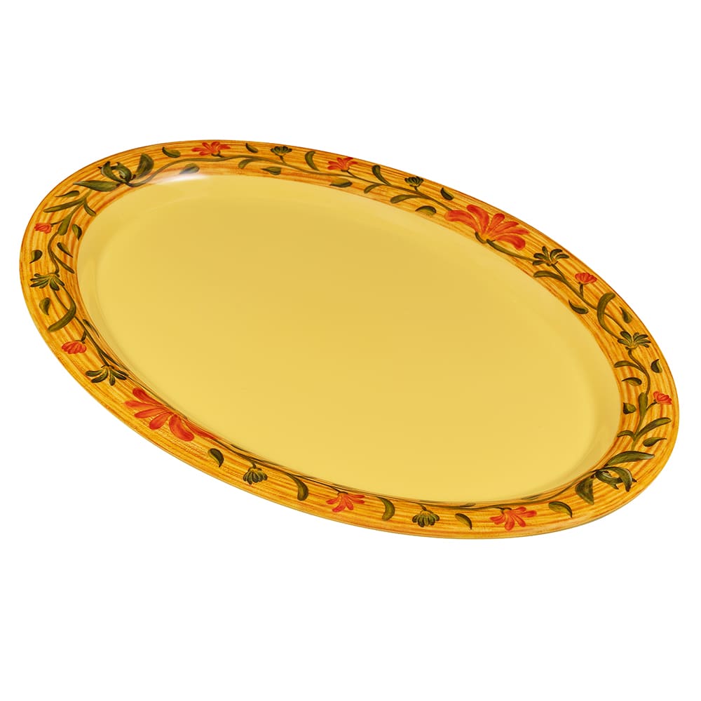GET 13 1/2" x 10 1/4" Oval Venetian Platter - Melamine, Yellow (OP-135-VN)