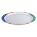 GET 14-3/4" x 10-1/2" Oval Diamond Platter - Melamine, White (OP-145-BA) thumbnail 2