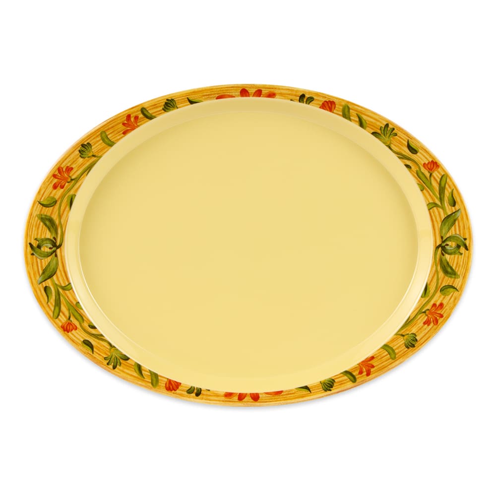 GET 14 3/4" x 10 1/2" Oval Venetian Platter - Melamine, Yellow (OP-145-VN)