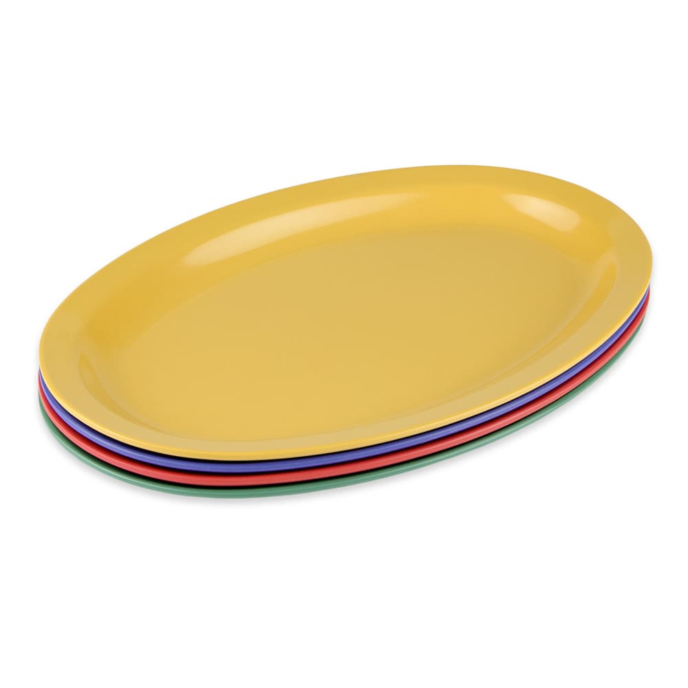 GET 11 3/4" x 8 1/4" Oval Supermel Platter - Melamine, Assorted Colors (OP-612-MIX)