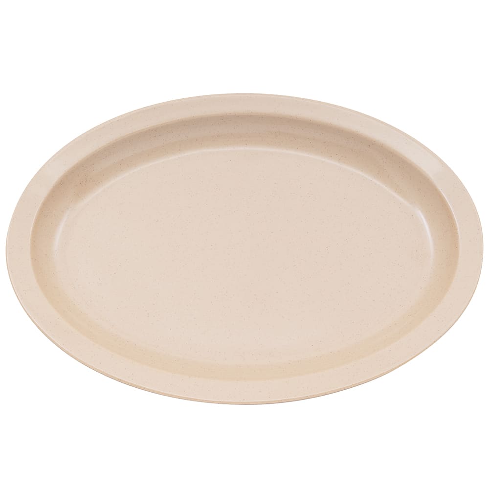 GET 13 1/4" x 9 3/4" Oval Supermel Platter - Melamine, Sandstone (OP-614-S)