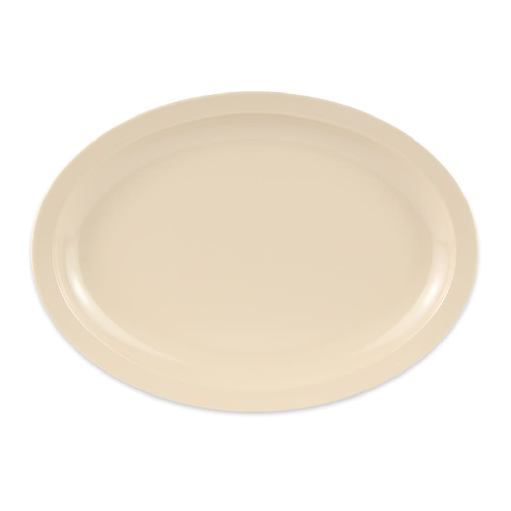 GET 13 1/4" x 9 3/4" Oval Supermel Platter - Melamine, Tan (OP-614-T)