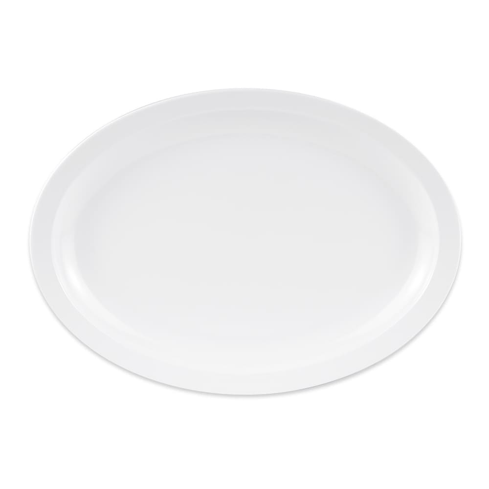 GET 13 1/4" x 9 3/4" Oval Supermel Platter - Melamine, White (OP-614-W)