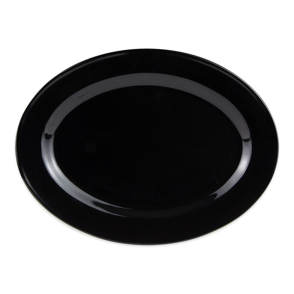 GET 18" x 13 1/2" Oval Milano Platter - Melamine, Black (OP-618-BK)