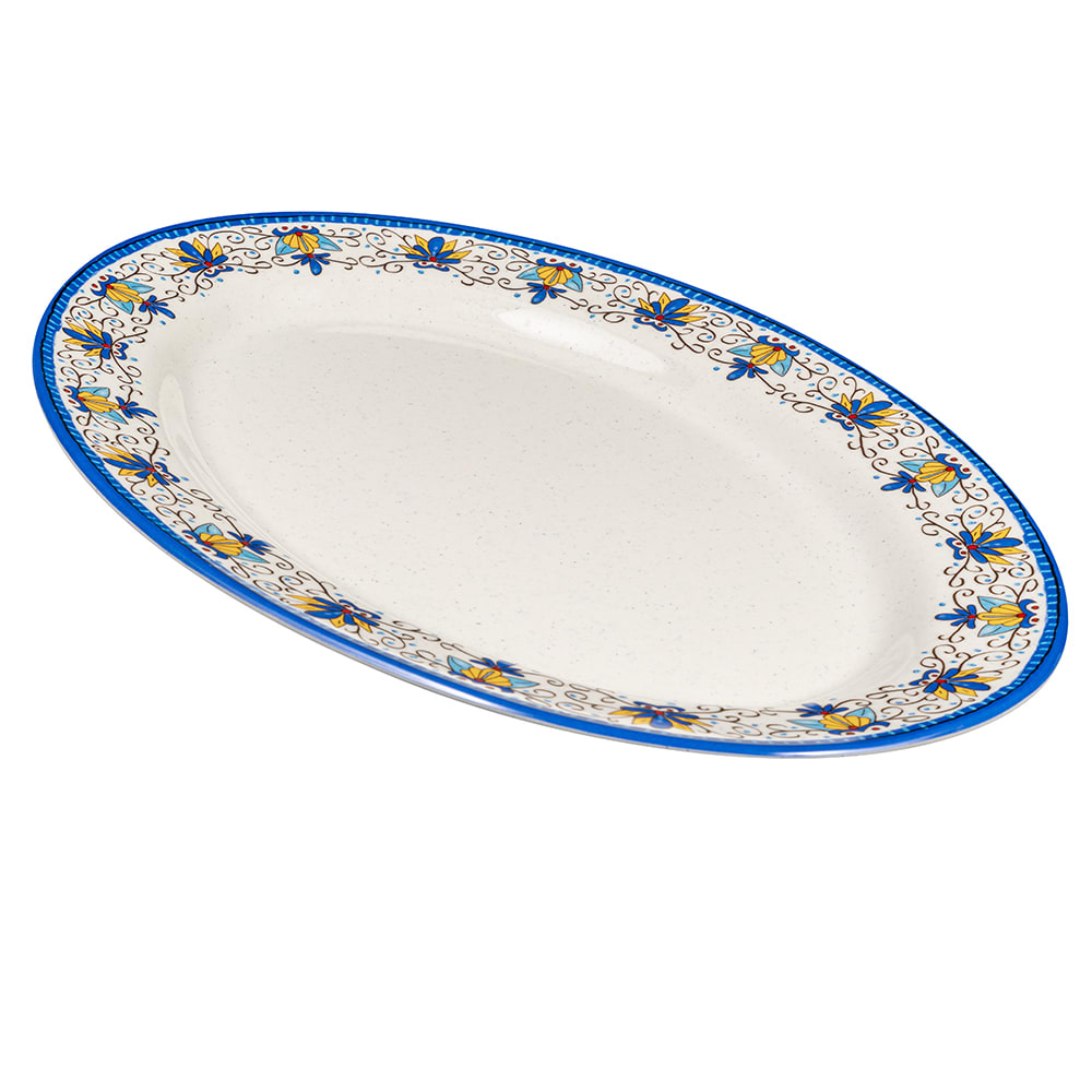 GET 21" x 15" Oval Santa Lucia Platter - Melamine, White (OP-621-SL)
