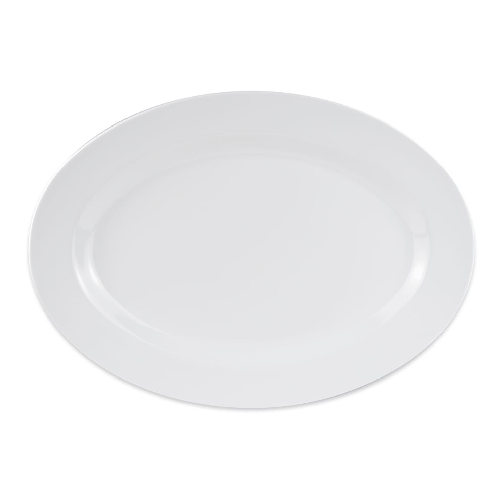 GET 21" x 15" Oval Diamond White/Milano Platter - Melamine, White (OP-621-W)