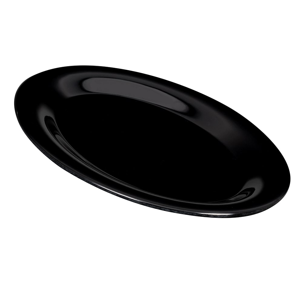 GET 9 3/4" x 7 1/4" Oval Black Elegance Platter - Melamine, Black (OP-950-BK)