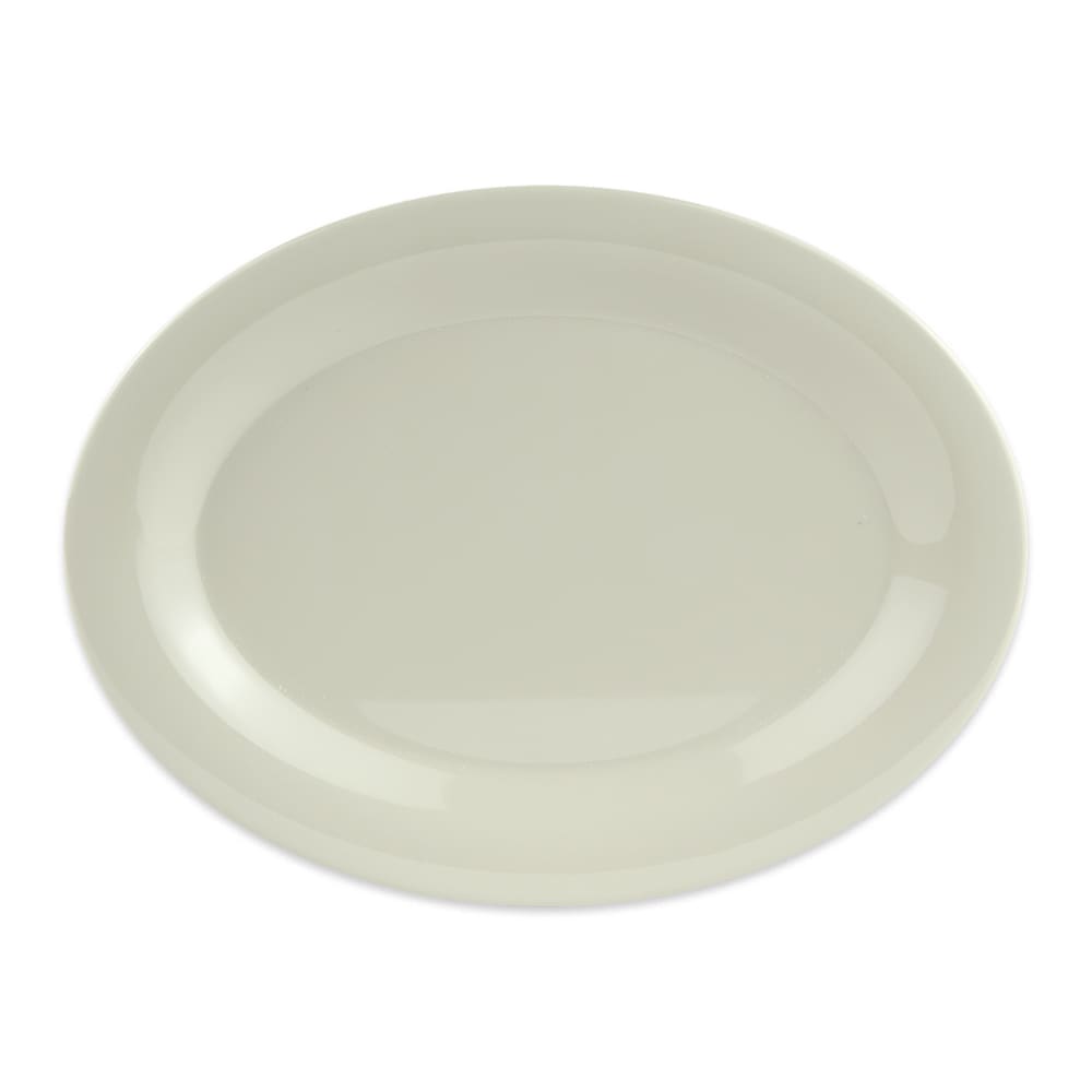GET 9 3/4" x 7 1/4" Oval Diamond Ivory Platter - Melamine, White (OP-950-DI)