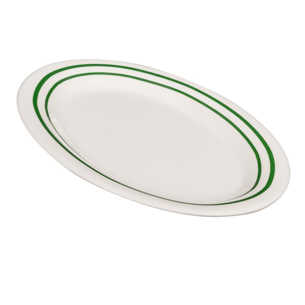 GET 9 3/4" x 7 1/4" Oval Emerald Platter - Melamine, White (OP-950-EM)