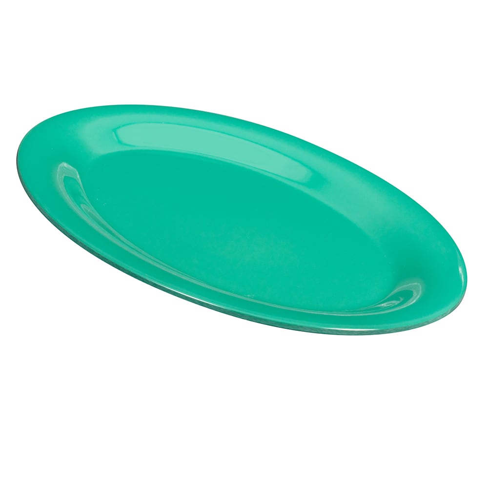 GET 9 3/4" x 7 1/4" Oval Diamond Melamine Serving Platter - , Green (OP-950-FG)