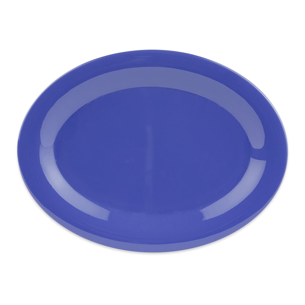 GET 9 3/4" x 7 1/4" Oval Diamond Mardi Gras Platter - Melamine, Blue (OP-950-PB)
