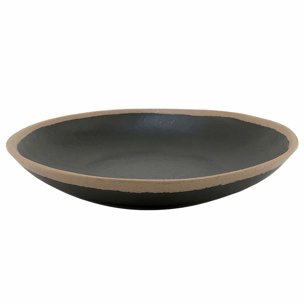 GET 1 qt Round Melamine Soup Plate, Cream w/ Brown Trim (P-100-CRM)