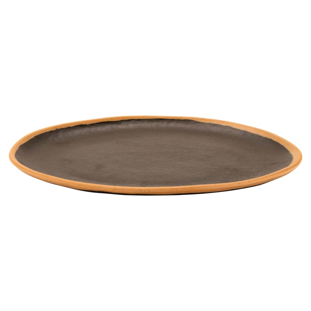 GET 11 3/4"  x 9 1/4" Oval Pottery Market Platter - Melamine, Brown w/ Clay Trim (P-129-BR)
