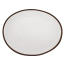 GET 11 3/4" x 9 1/4" Oval Pottery Market Dinner Plate - Melamine, Cream w/ Brown Trim (P-129-CRM) thumbnail 2